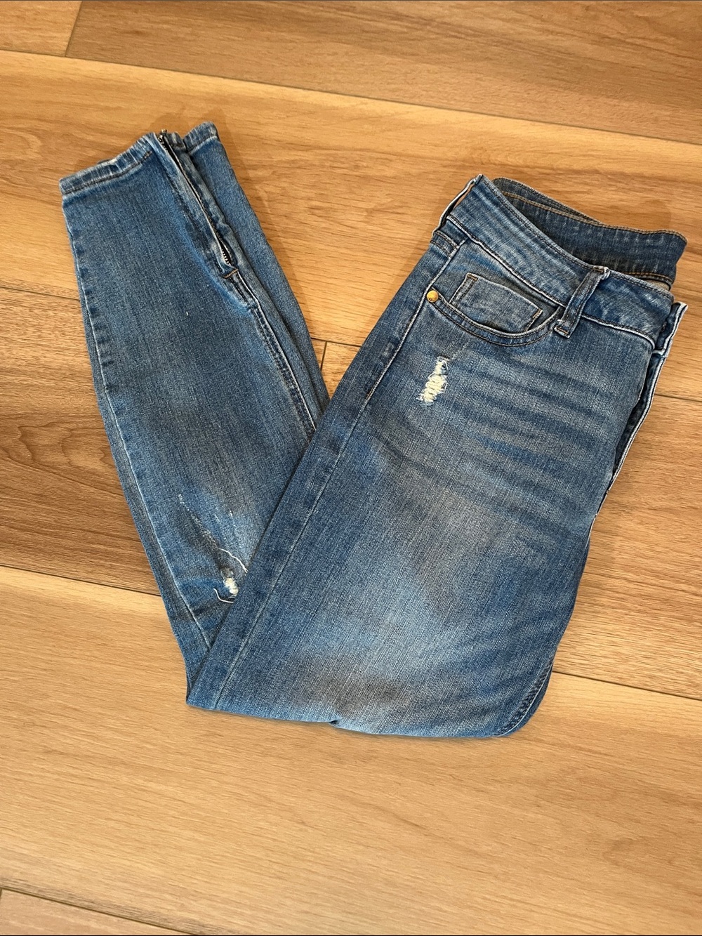 Pistola Distressed Ankle Zippered Skinny Jeans